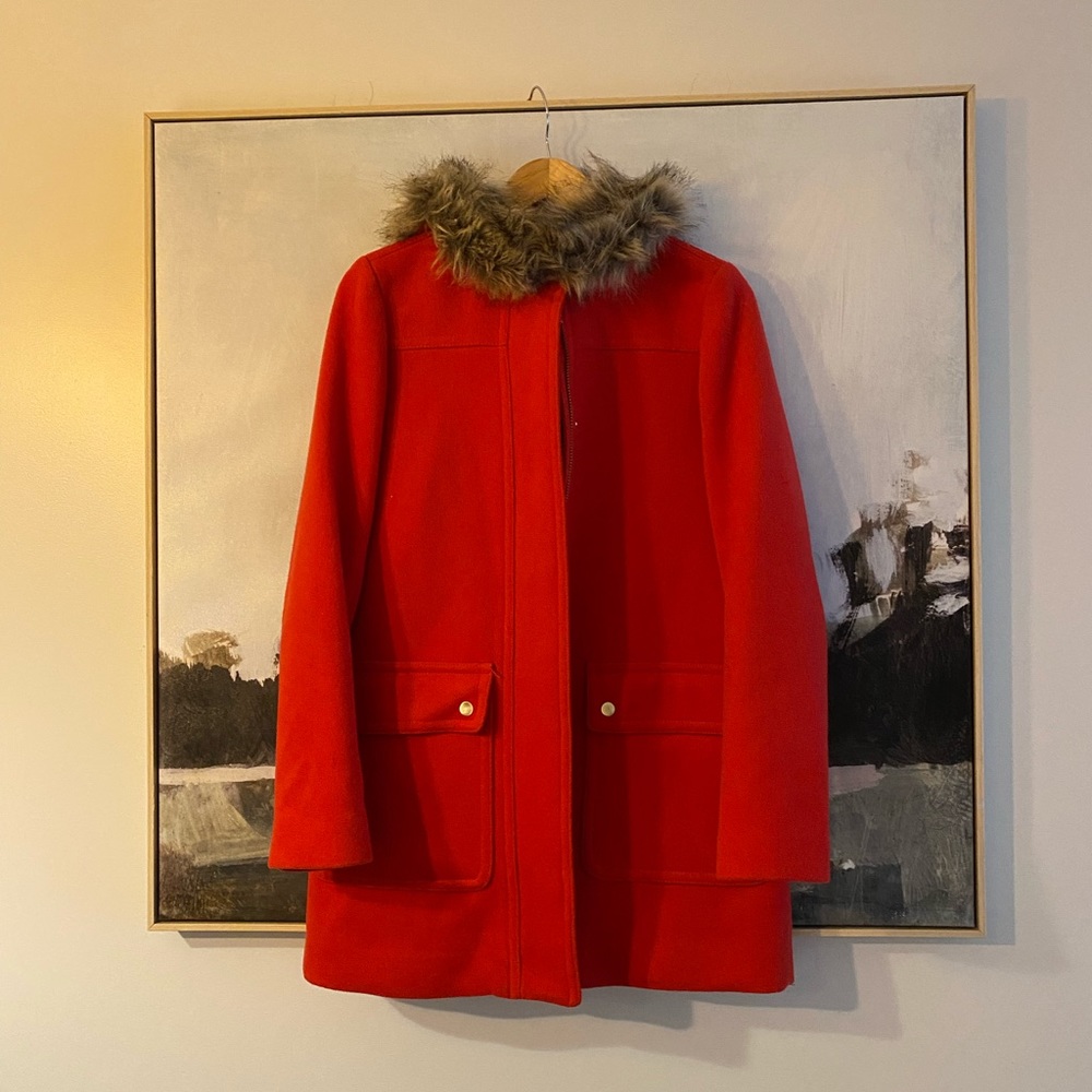 Like New! J Crew factory Red Chateau Parka. Size 4